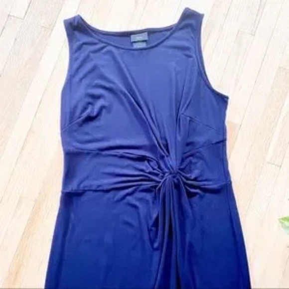 Mossimo Navy Sleeveless Side Knot Ruched Knee-Length Dress – Size M - Picture 4 of 9